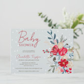 Wintersneeuw, baby shower kerstbloemen kaart (Staand voorkant)