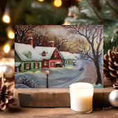  wintersneeuw bedekte kerstwoningen feestdagen kaart