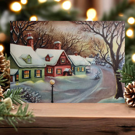  wintersneeuw bedekte kerstwoningen feestdagen kaart