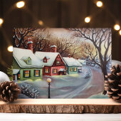  wintersneeuw bedekte kerstwoningen feestdagen kaart