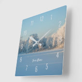 Wintersneeuw Bevroren meer bomen Landschap Panoram Vierkante Klok (Hoek)