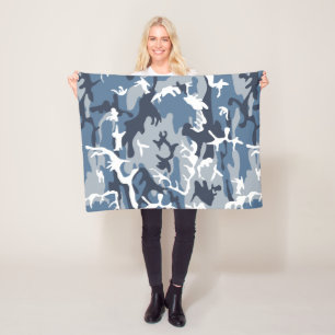 Wintersneeuw Blau Camouflage, Militair, Leger Fleece Deken