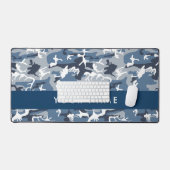 Wintersneeuw Blauw Camouflage Jouw namen personali Bureaumat (Keyboard & Muis)