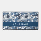 Wintersneeuw Blauw Camouflage Jouw namen personali Bureaumat (Voorkant)