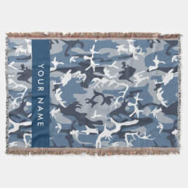 Wintersneeuw Blauw Camouflage Jouw namen personali Deken