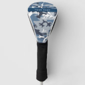 Wintersneeuw Blauw Camouflage Jouw namen personali Golfheadcover (Voorkant)