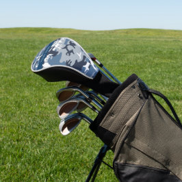 Wintersneeuw Blauw Camouflage Jouw namen personali Golfheadcover