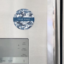 Wintersneeuw Blauw Camouflage Jouw namen personali Magneet
