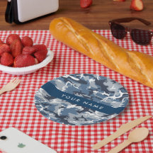 Wintersneeuw Blauw Camouflage Jouw namen personali