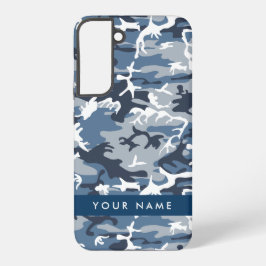 Wintersneeuw Blauw Camouflage Jouw namen personali Samsung Galaxy Hoesje