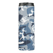 Wintersneeuw Blauw Camouflage Jouw namen personali Thermosbeker (Achterkant)