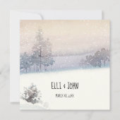 Wintersneeuw, blauw en wit huwelijk kaart (Voorkant)