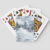 Wintersneeuw Blauwe Witte Kerstmis Dennenbomen  Pokerkaarten (Achterkant)