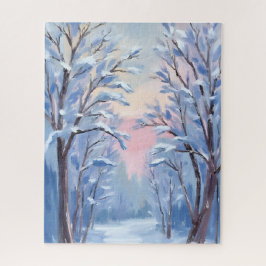Wintersneeuw Bos Watercolor Houtschildering Legpuzzel