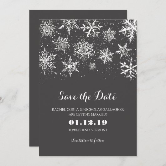 Wintersneeuw | Datum opslaan Save The Date (Voorkant / Achterkant)