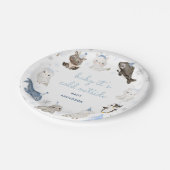 Wintersneeuw Dieren Baby shower Party Papieren Bordje (Gekanteld)