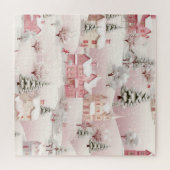  wintersneeuw dorp landschap legpuzzel (Horizontaal)