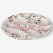 wintersneeuw dorp landschap papieren bordje (Gekanteld)