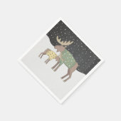 Wintersneeuw Douche mama en baby elanden servetten (Hoek)