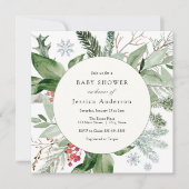 Wintersneeuw en Evergreen Baby shower Kaart (Voorkant)