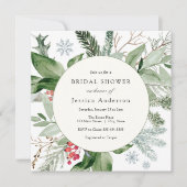 Wintersneeuw en Evergreen bruidsdouche uitnodiging (Voorkant)