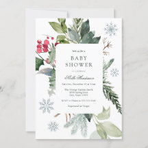 Wintersneeuw en groenblijvend Baby shower