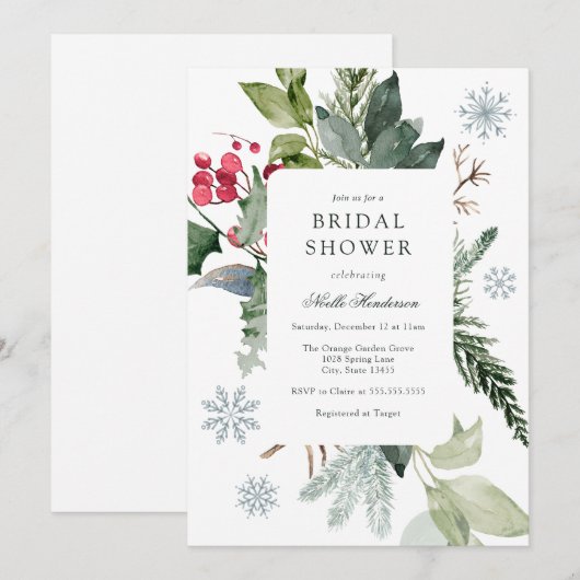 Wintersneeuw en groenblijvend Vrijgezellenfeest Kaart (Voorkant / Achterkant)