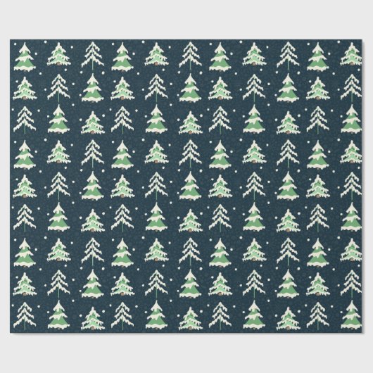 Wintersneeuw Evergreen Trees Cadeaupapier (Vlak)