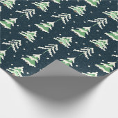 Wintersneeuw Evergreen Trees Cadeaupapier (Hoek)