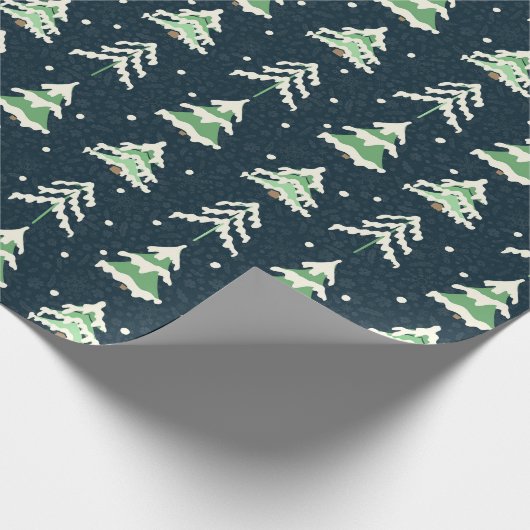 Wintersneeuw Evergreen Trees Cadeaupapier (Hoek)