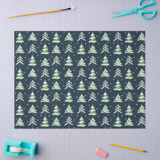 Wintersneeuw Evergreen Trees Tissuepapier (Craft)