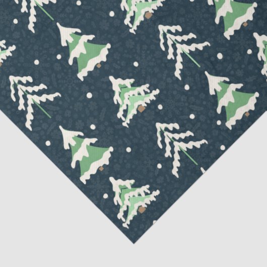 Wintersneeuw Evergreen Trees Tissuepapier (Detail)