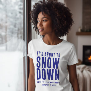 Wintersneeuw Grappig Bachelorette-feest Wit & Blau T-shirt