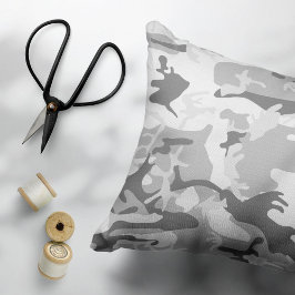 Wintersneeuw Grijs Camouflage, Militair, Leger Accent Kussen