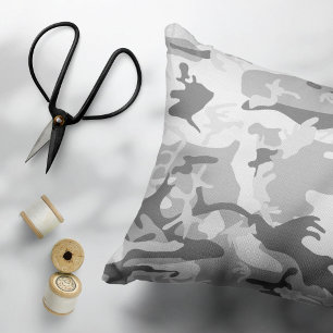 Wintersneeuw Grijs Camouflage, Militair, Leger Accent Kussen