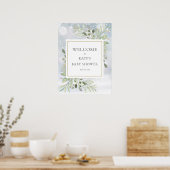 Wintersneeuw groen Baby shower welkomstbord Poster (Keuken)