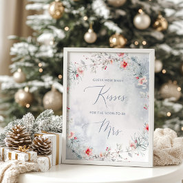 Wintersneeuw Hoeveel kussen vrijgezellenfeest spel Poster