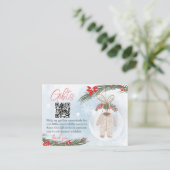 Wintersneeuw ijsblauw geschenken register QR baby Informatiekaartje (Staand voorkant)