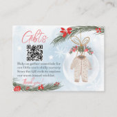 Wintersneeuw ijsblauw geschenken register QR baby Informatiekaartje (Voorkant)