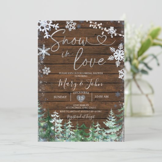 wintersneeuw in de liefde Snowflake Vrijgezellenfe Kaart (Staand voorkant)