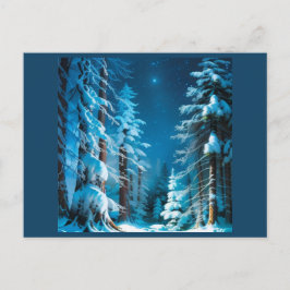 Wintersneeuw in een sterrenbos briefkaart
