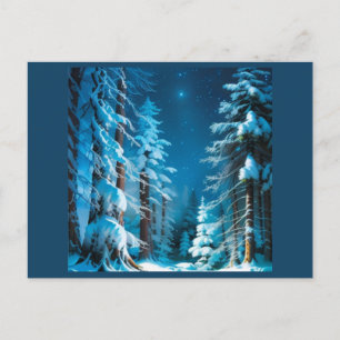Wintersneeuw in een sterrenbos briefkaart