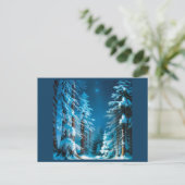 Wintersneeuw in een sterrenbos briefkaart (Staand voorkant)
