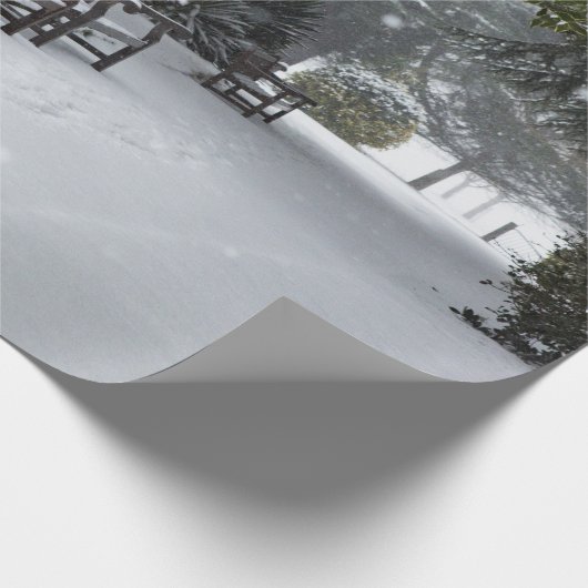 Wintersneeuw in het park cadeaupapier (Hoek)