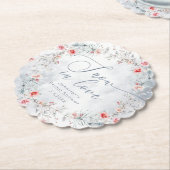 Wintersneeuw in Love elegante Bruidsdouche Kartonnen Onderzetters (Gekanteld)