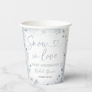 Wintersneeuw in Love Sneeuwvlok Bruiloft Feest  Papieren Bekers
