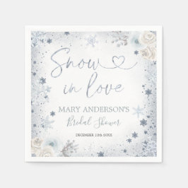 Wintersneeuw in Love Snowflake Bruidsfeest Papiere Servet
