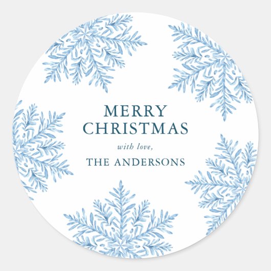 Wintersneeuw Kerstmis Ronde Sticker (Voorkant)