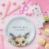 Wintersneeuw Koud Buiten Blauw Baby shower Herten Papieren Bordje (Feest)