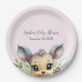 Wintersneeuw Koud Buiten Roze Baby shower Herten Papieren Bordje (Voorkant)